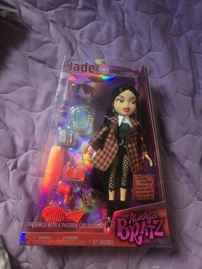 Always Bratz Jade Doll in Black Outfit with Red Plaid Coat